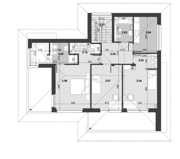 Projekt Dom Złoty G2 P - Rzut piętra